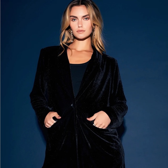 Anthropologie Endless Rose Black Velvet blazer - Picture 2 of 6